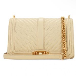 REBECCA MINKOFF chevron quilted love crossbody in latte!